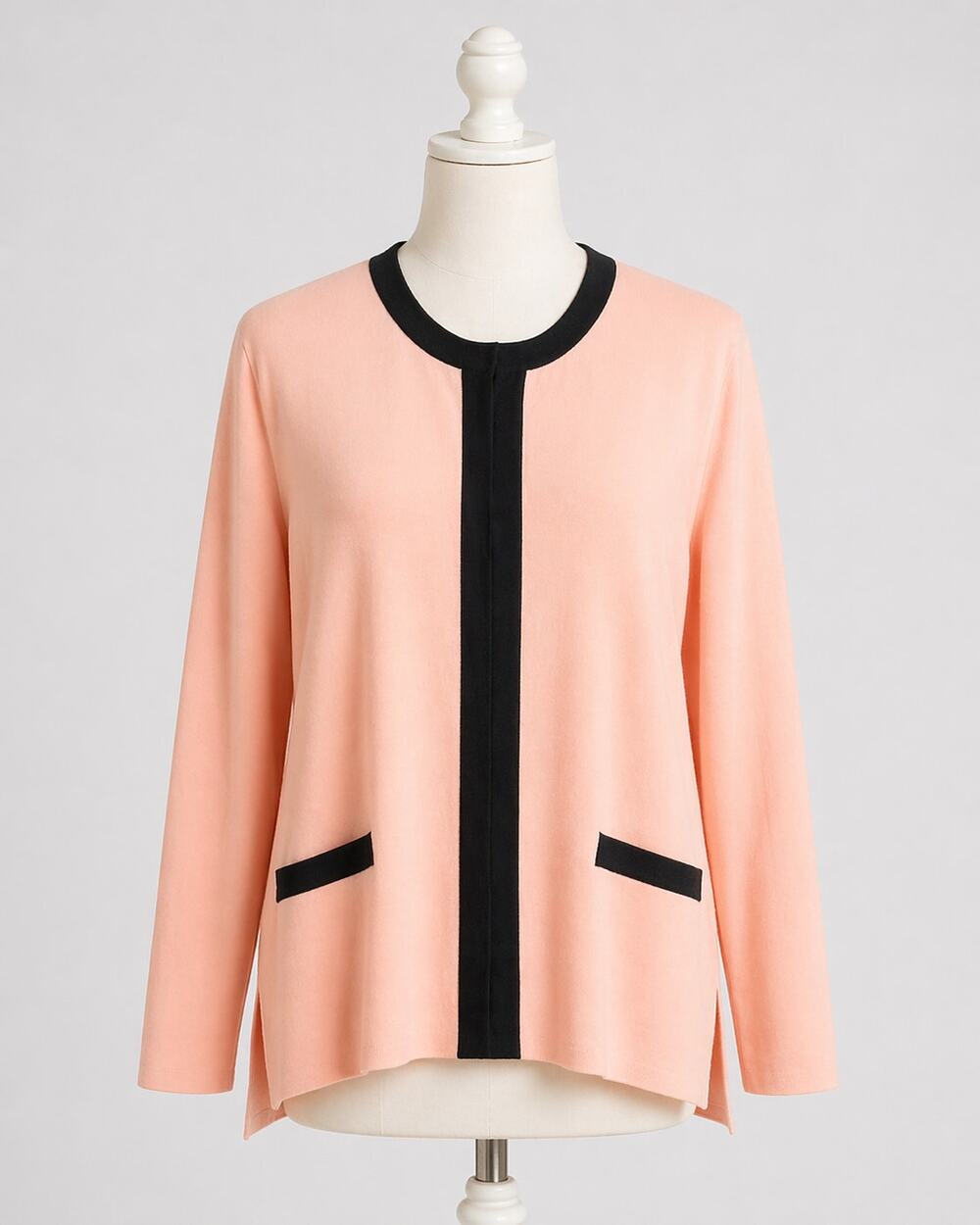 Misook | Vintage Cardigan Sweater Pink Black Trim 3X